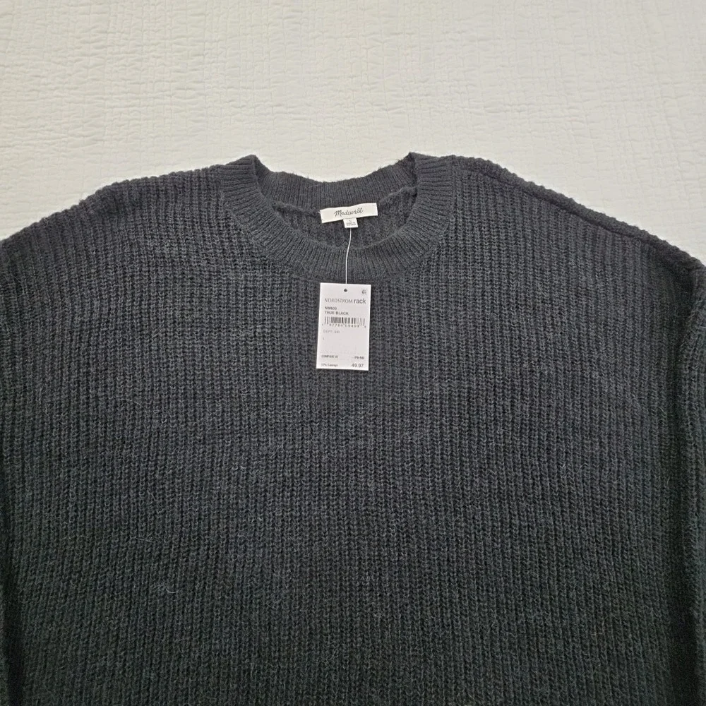 Madewell Alpaca Blend Sweater Women L Large True Black NEW Long Sleeve Crew Neck